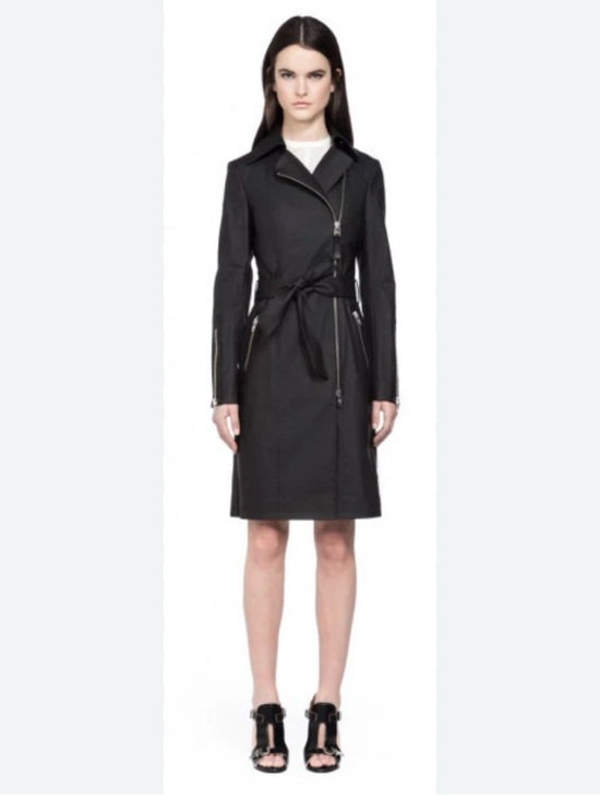 Mackage Jackets & Blazers - Black Mackage,Women's Asymmetrical Zip Estela, belted Trench Coat